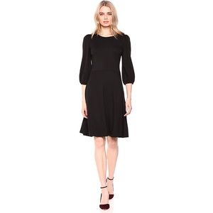 NWT Ponte Peasant Sleeve Black Dress - XS